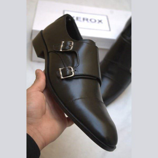 Double monk balck shoes